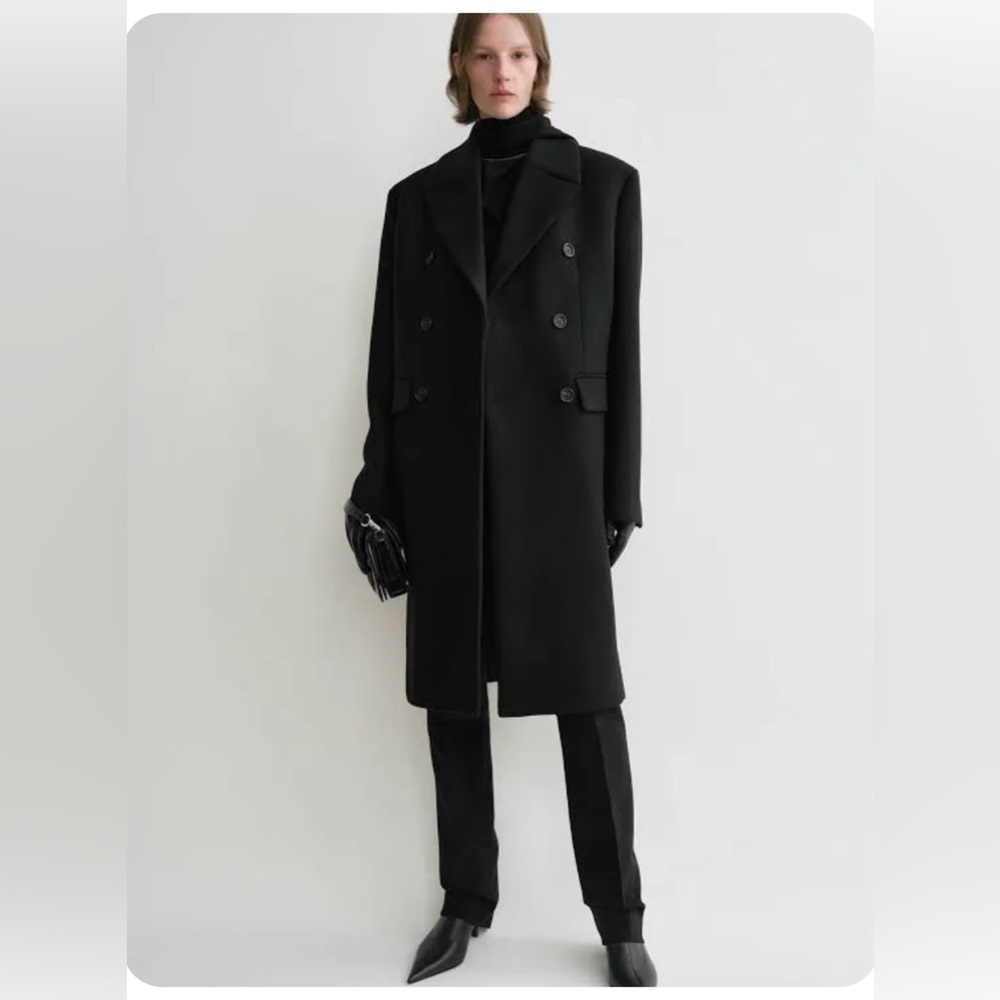 Oversized TOTEME Chesterfield-style coat tailored from recycled wool-blend felt